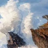 waves crashing on rocks Diamond With Numbers