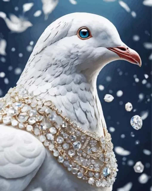 white fancy pigeon Diamond Paintings