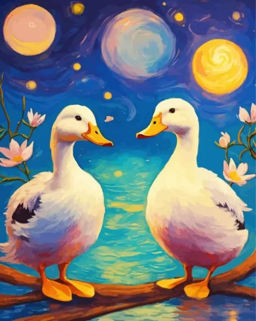 white female ducks Diamond Paintings