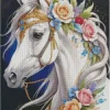 white floral horse Diamond Paintings