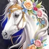 white floral horse Diamond Paintings