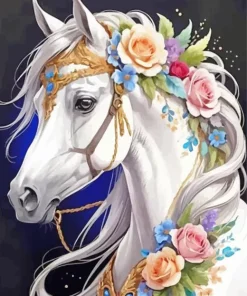 white floral horse Diamond Paintings
