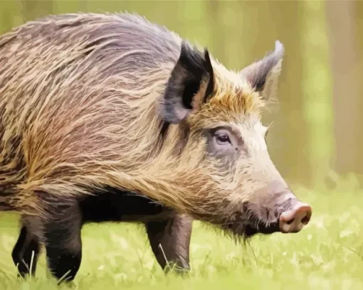 wild boar animal Diamond With Numbers