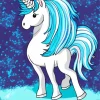 Cartoon blue and white unicorn Diamond Paints