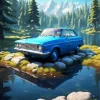 Old Blue Car Diamond Paints