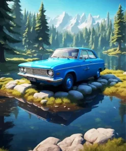 Old Blue Car Diamond Paints