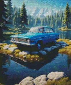 Old Blue Car Diamond Paints