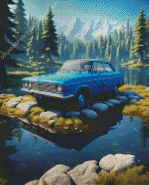 Old Blue Car Diamond Paints