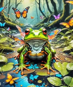 aesthetic butterfly frog art Diamond With Numbers