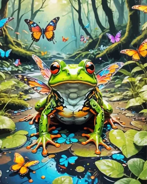 aesthetic butterfly frog art Diamond With Numbers