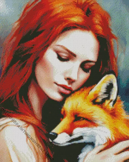 aesthetic girl and fox Diamond Paints
