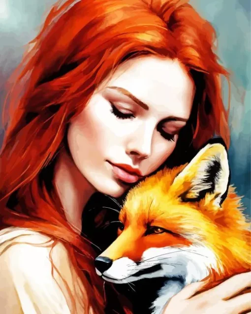 aesthetic girl and fox Diamond Paints