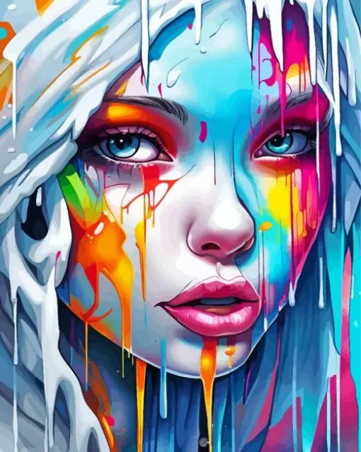 aesthetic girl melting Diamond With Numbers