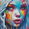 aesthetic girl melting Diamond With Numbers