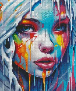 aesthetic girl melting Diamond With Numbers