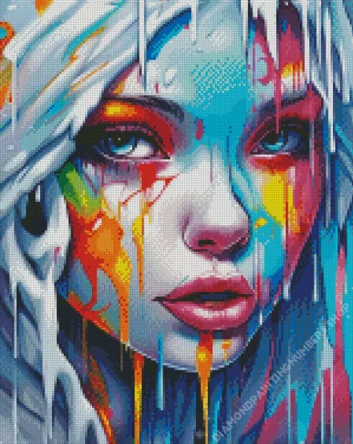 aesthetic girl melting Diamond With Numbers