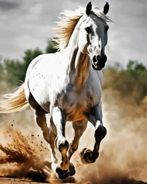 beautiful white stallion Diamond Paints