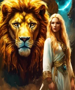 beauty and the lion Diamond With Numbers