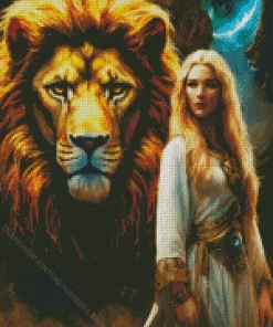 beauty and the lion Diamond With Numbers