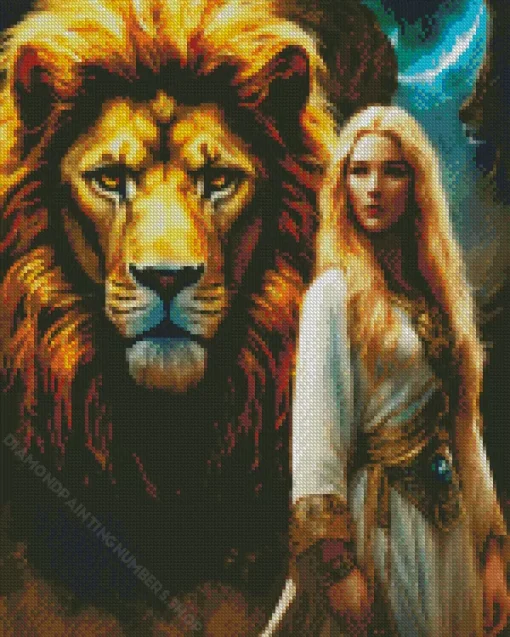beauty and the lion Diamond With Numbers