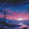 blue and purple sunset landscape Diamond With Numbers