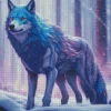blue and purple wolf Diamond With Numbers