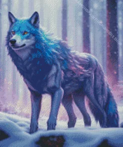 blue and purple wolf Diamond With Numbers
