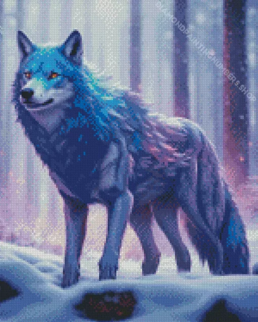 blue and purple wolf Diamond With Numbers