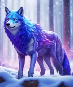 blue and purple wolf Diamond With Numbers