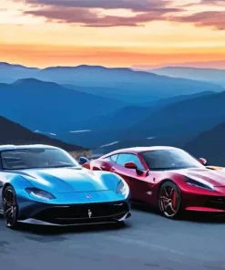 blue and red cars Diamond By Numbers
