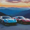 blue and red cars Diamond By Numbers