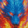 blue and red fire wolf Diamond Paints