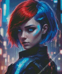 blue and red girl Diamond Paints