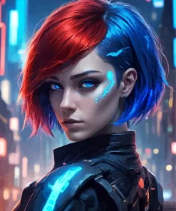 blue and red girl Diamond Paints