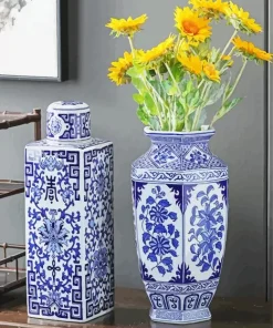 blue and white flower vases Diamond With Numbers