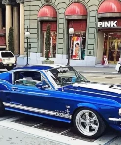 blue and white mustang car Diamond By Numbers