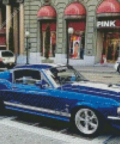 blue and white mustang car Diamond By Numbers