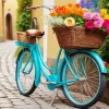 blue bike and flowers basket Diamond By Numbers