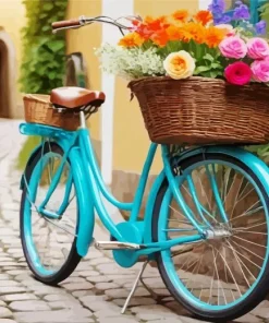 blue bike and flowers basket Diamond By Numbers