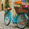 blue bike and flowers basket Diamond By Numbers