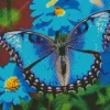 blue butterfly and flower Diamond With Numbers