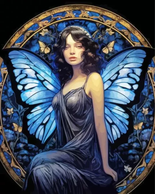 blue butterfly girl Diamond Paints