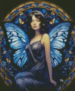 blue butterfly girl Diamond Paints