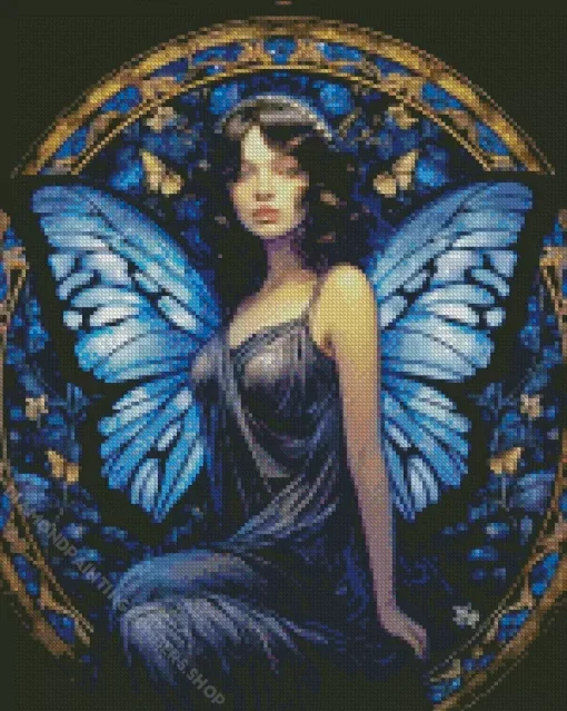 blue butterfly girl Diamond Paints