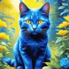 blue cat art Diamond With Numbers