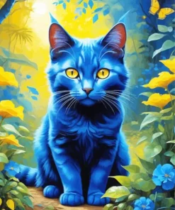 blue cat art Diamond With Numbers
