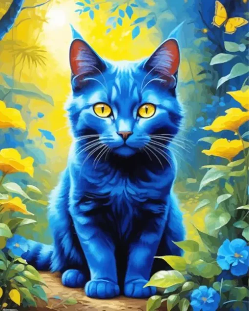 blue cat art Diamond With Numbers