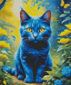 blue cat art Diamond With Numbers