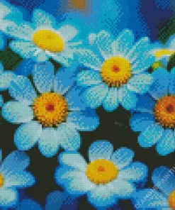 blue chamomile flowers Diamond Paints