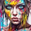 colorful girl melting Diamond With Numbers